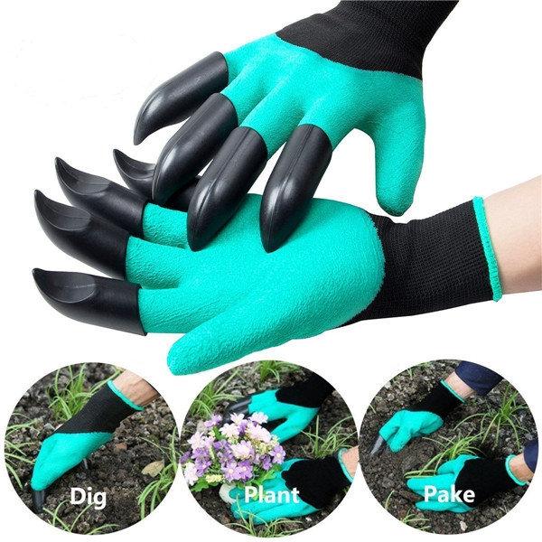 2Pcs Gardening Digging Gloves Planting Rubber Left Hand Claws and Right Hand Claws Grip Gloves