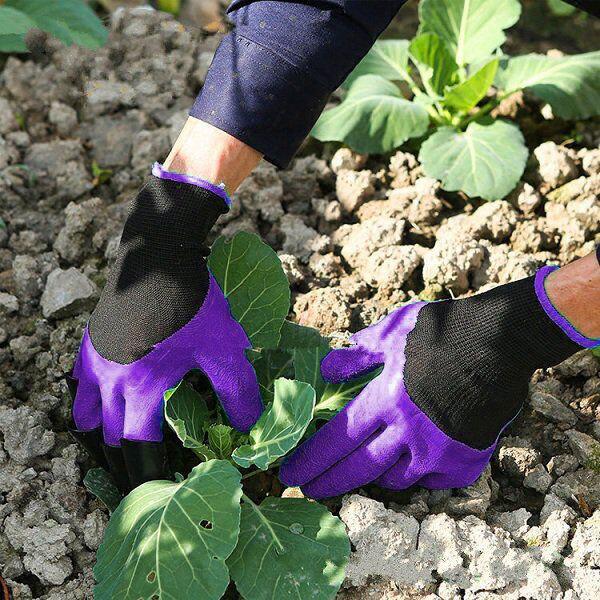 2Pcs Gardening Digging Gloves Planting Rubber Left Hand Claws and Right Hand Claws Grip Gloves