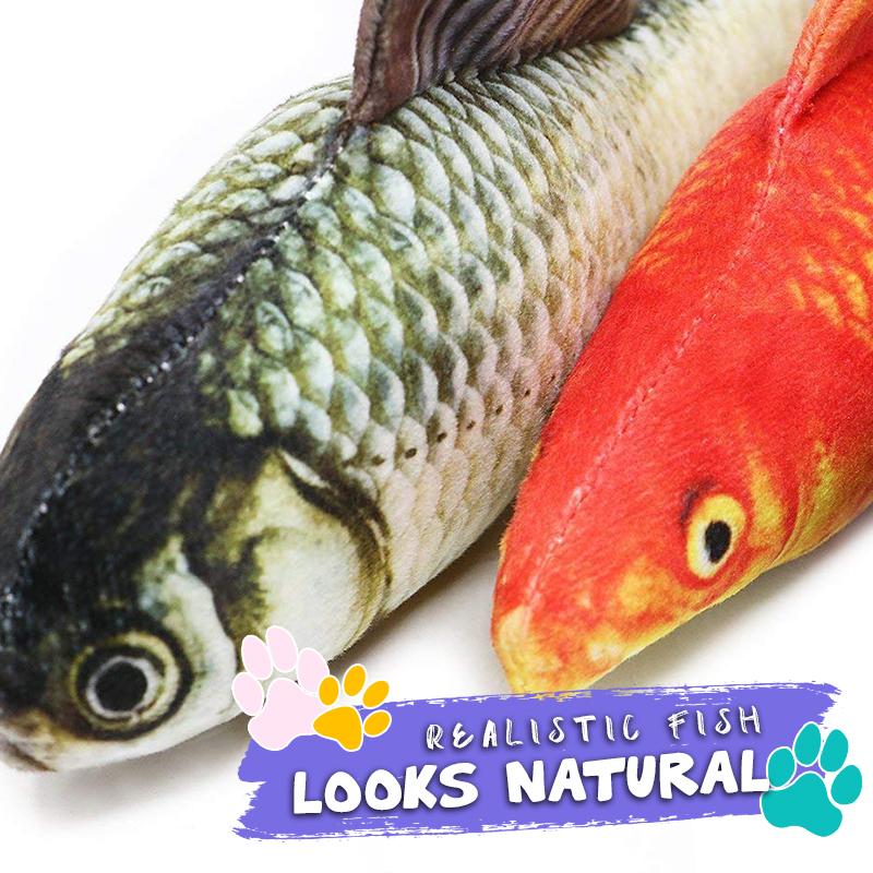 Cat Wagging Fish Realistic Plush