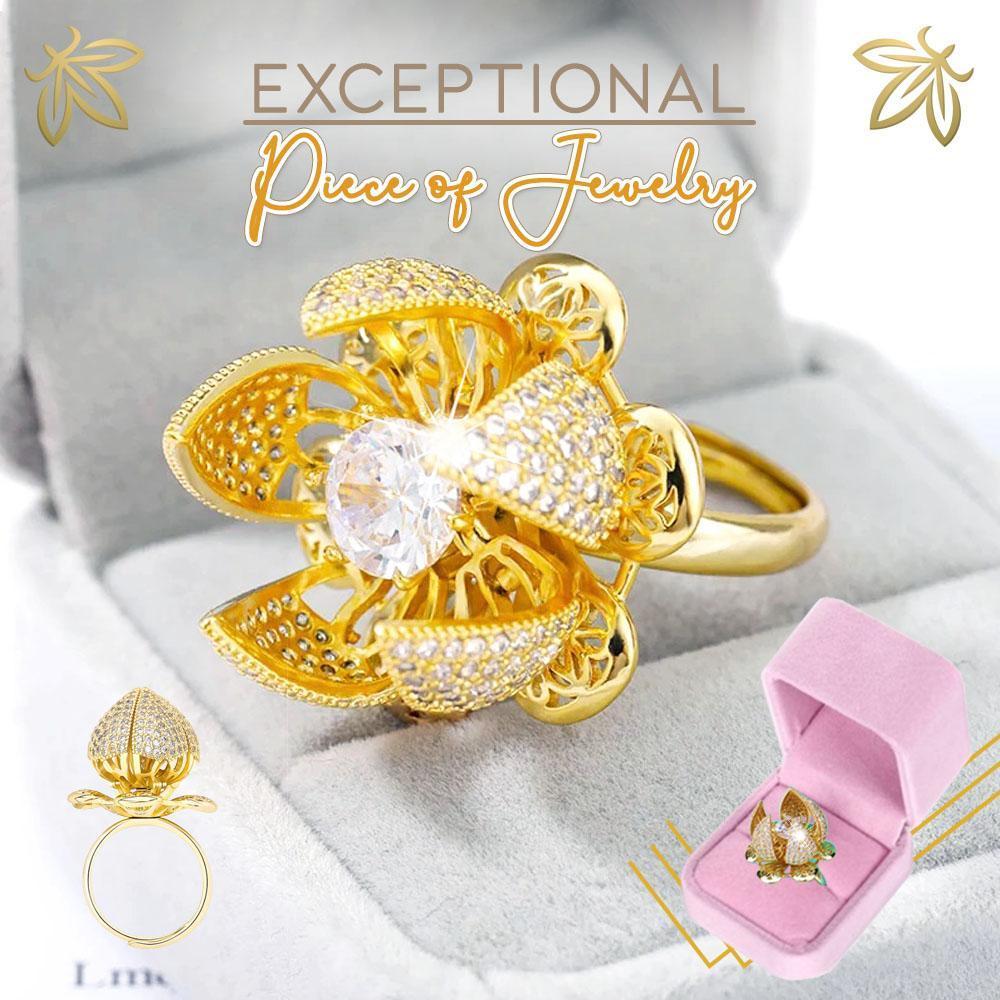 Rotatable Blooming Rose Ring