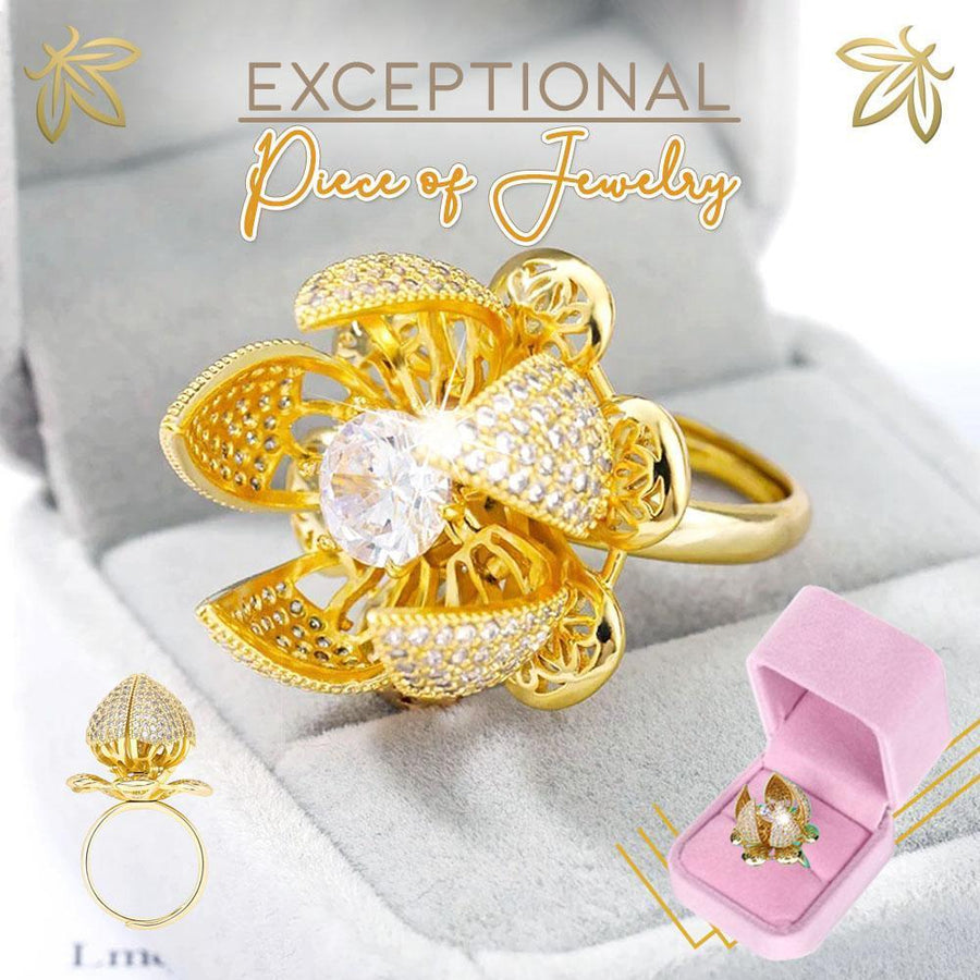 Rotatable Blooming Rose Ring