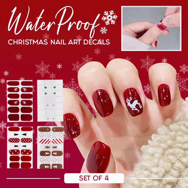 Waterproof Christmas Nail Art Decals - Set For 4