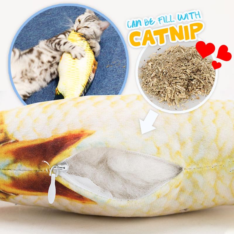 Cat Wagging Fish Realistic Plush