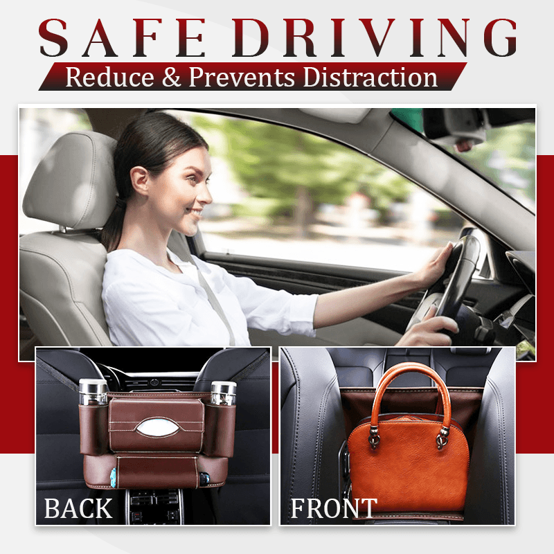 Leather Car Net Pocket Handbag Holder