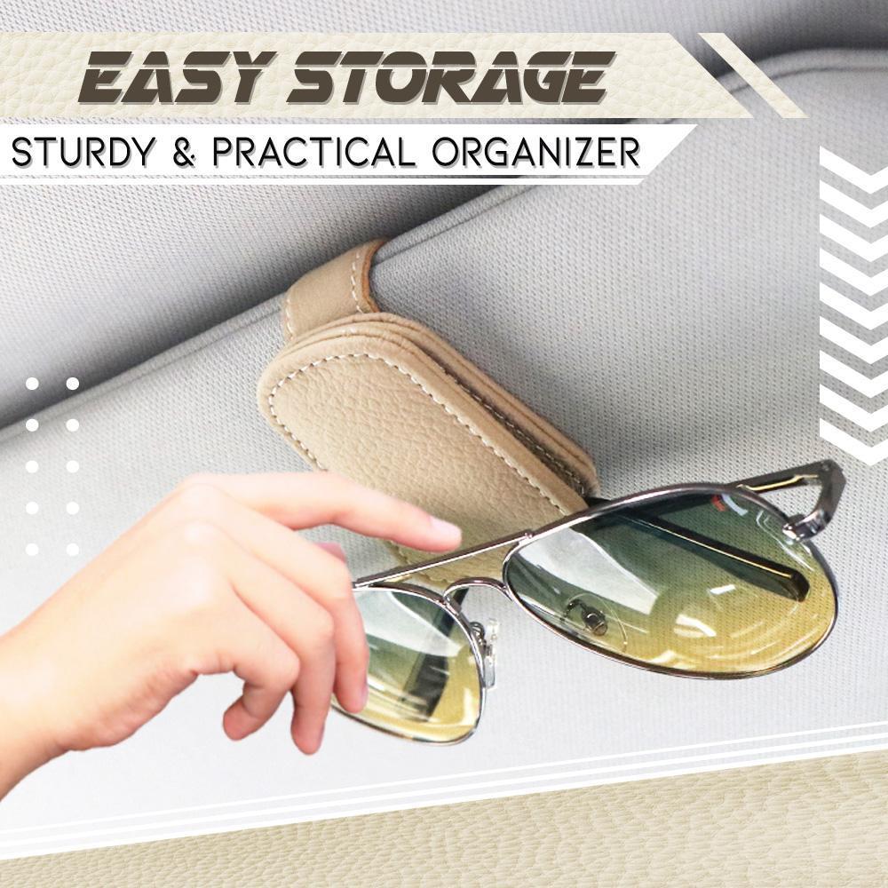 Premium Leather Car Sun Visor Organizing Clip