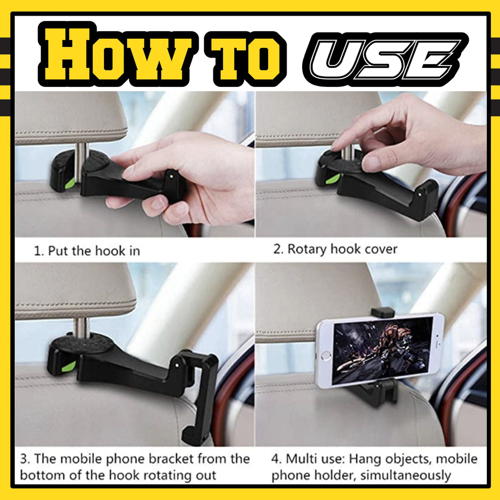 2 in 1 Auto Vehicle Back Seat Headrest Hanger