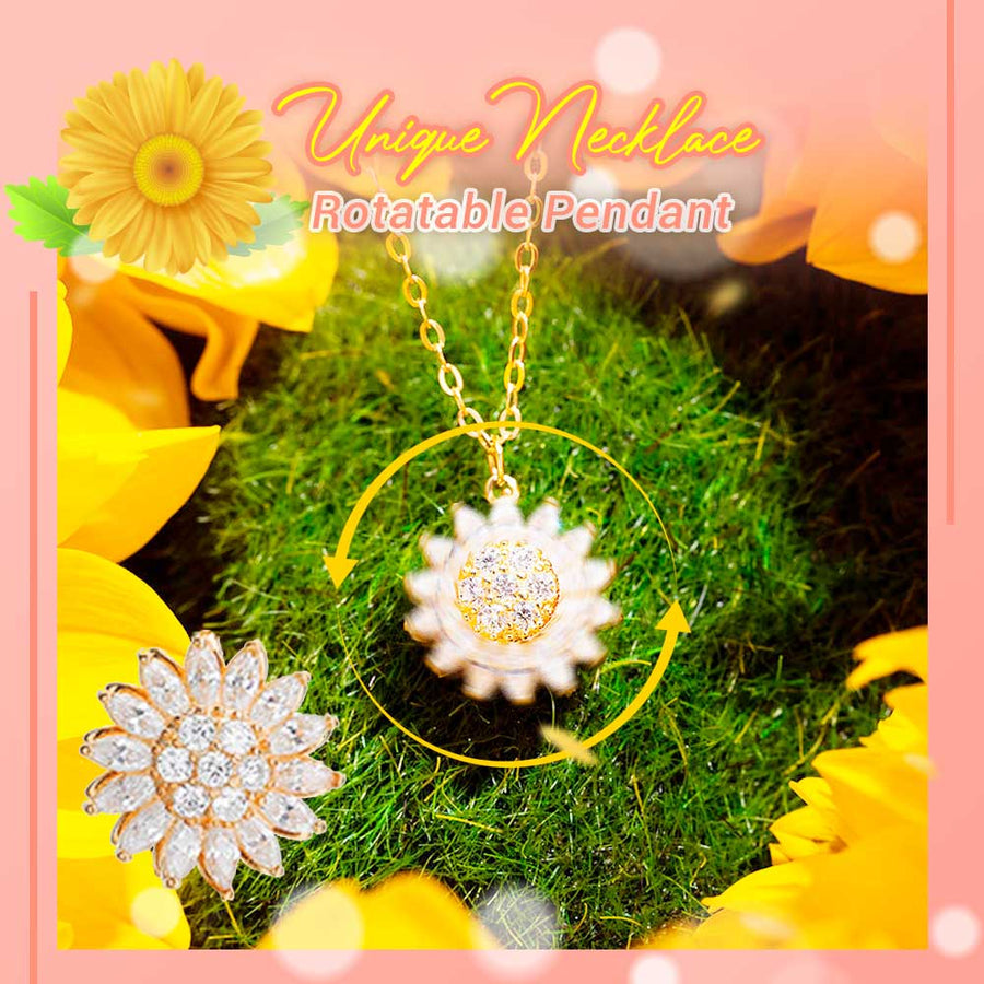 Rotatable Sunflower Pendant Necklace
