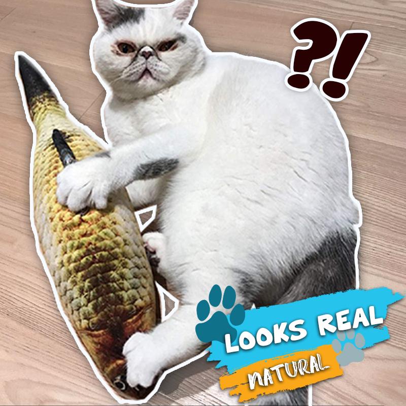 Cat Wagging Fish Realistic Plush