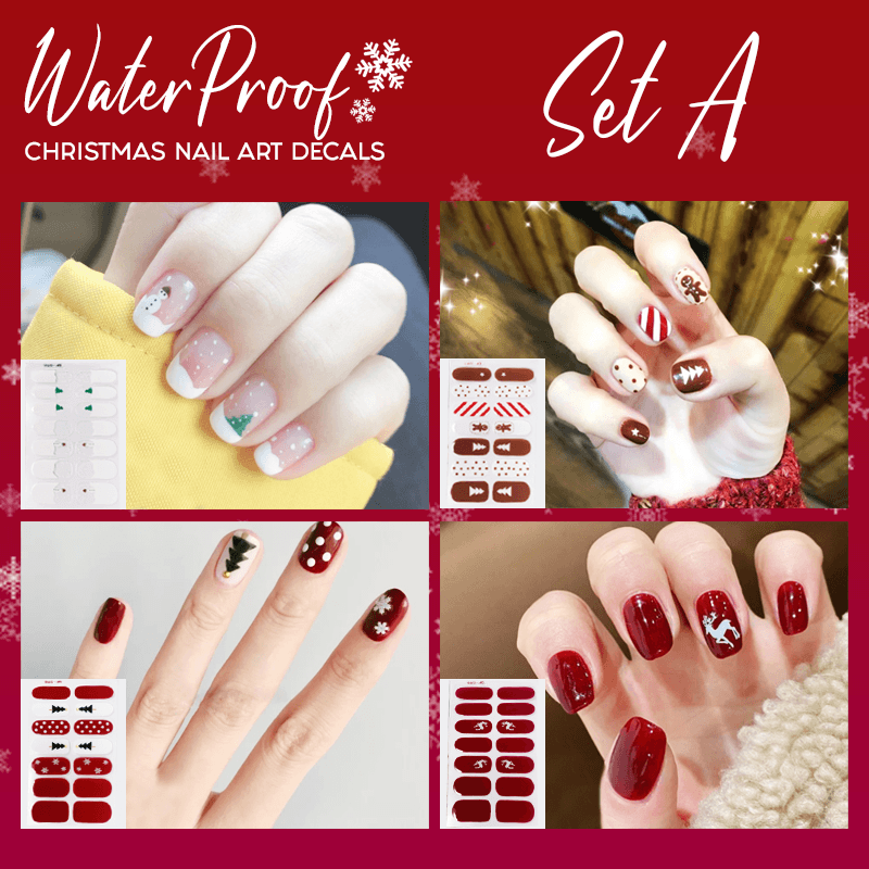 Waterproof Christmas Nail Art Decals - Set For 4