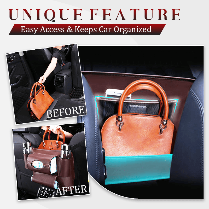 Leather Car Net Pocket Handbag Holder