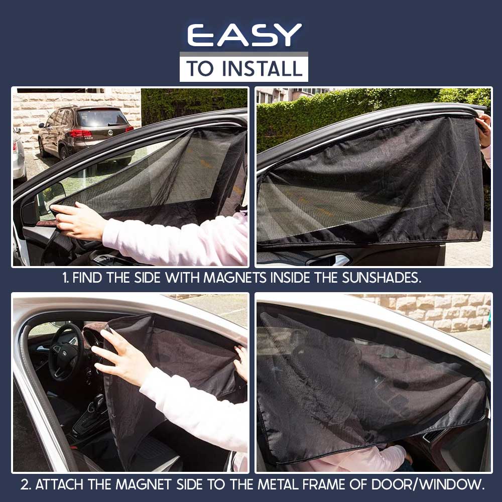 Car Windows Magnetic Mesh Sunshades - 1 Pair