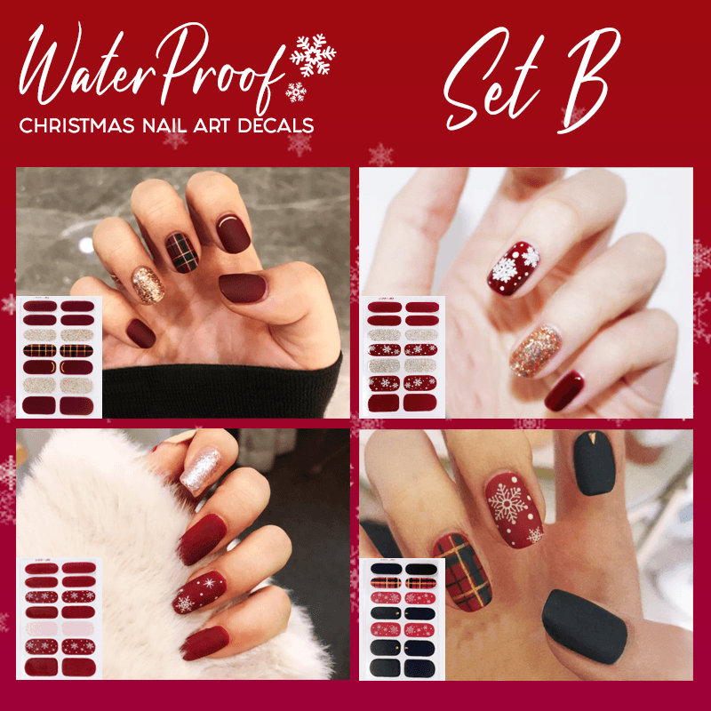 Waterproof Christmas Nail Art Decals - Set For 4