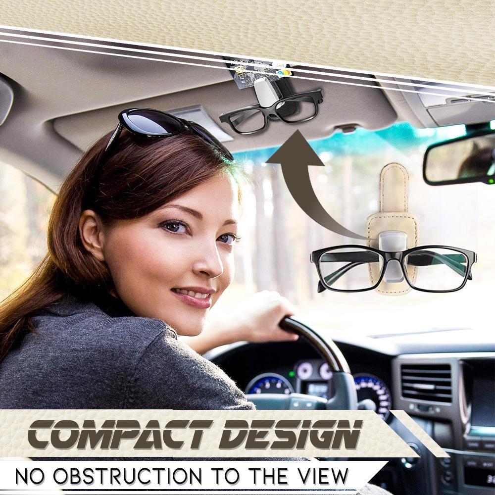 Premium Leather Car Sun Visor Organizing Clip