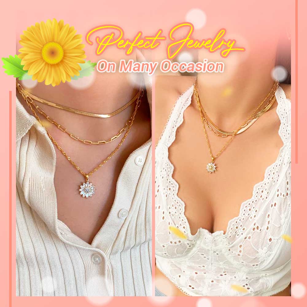 Rotatable Sunflower Pendant Necklace