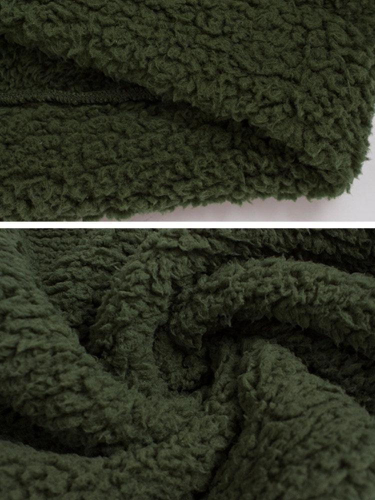 Fleece Patchwork Long Sleeve Hooded Coat For Women