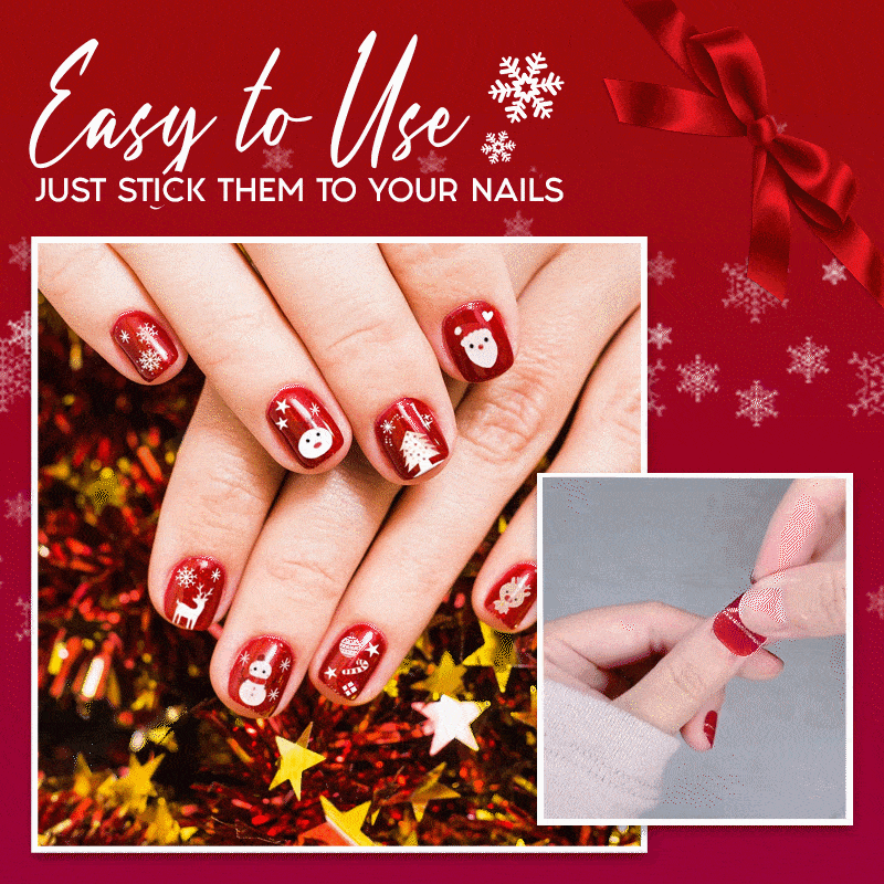 Waterproof Christmas Nail Art Decals - Set For 4