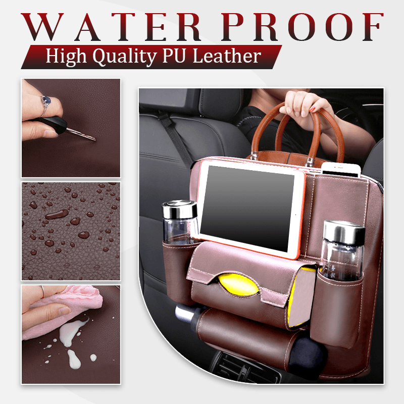 Leather Car Net Pocket Handbag Holder