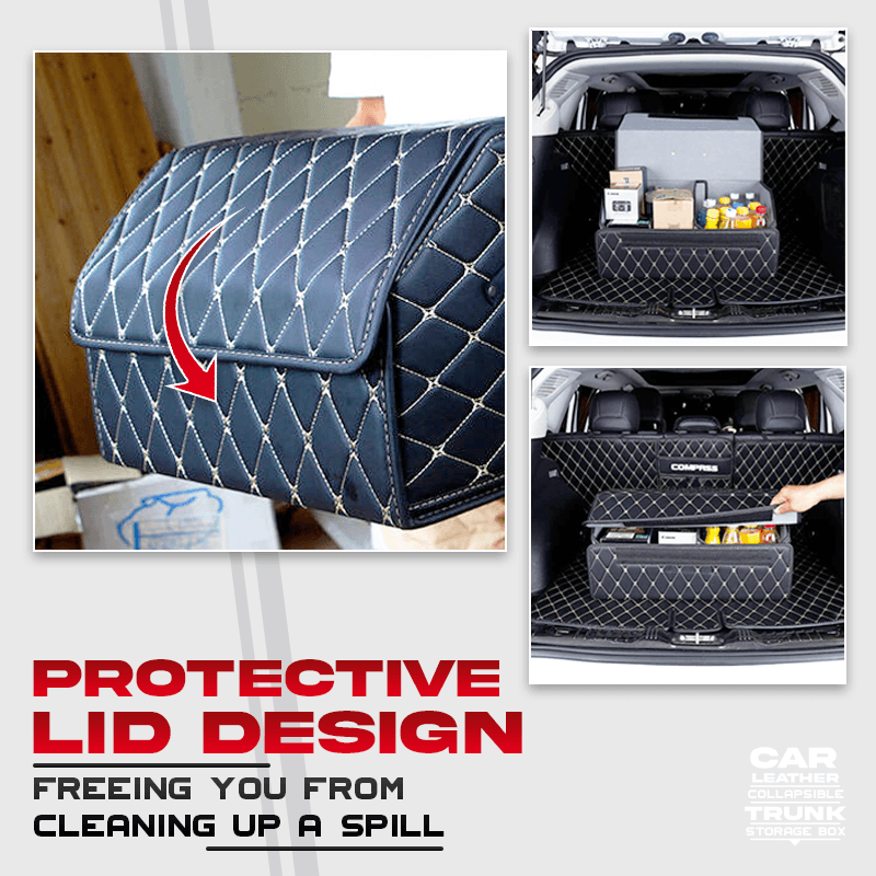 Car Leather Collapsible Trunk Storage Box