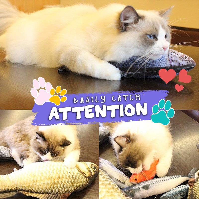 Cat Wagging Fish Realistic Plush