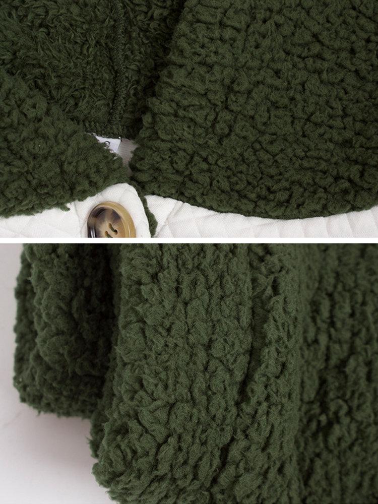 Fleece Patchwork Long Sleeve Hooded Coat For Women
