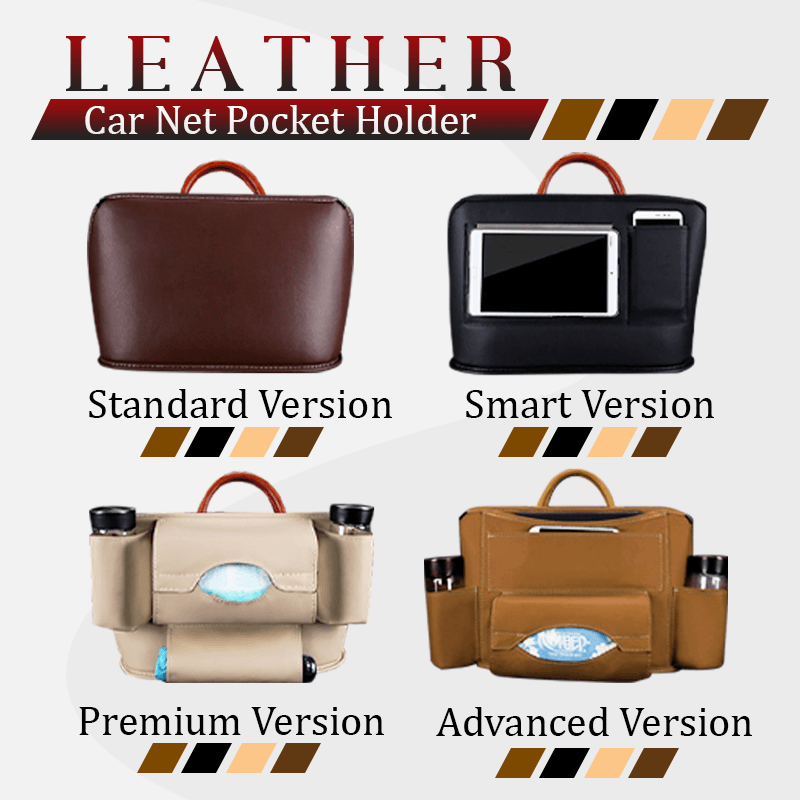 Leather Car Net Pocket Handbag Holder
