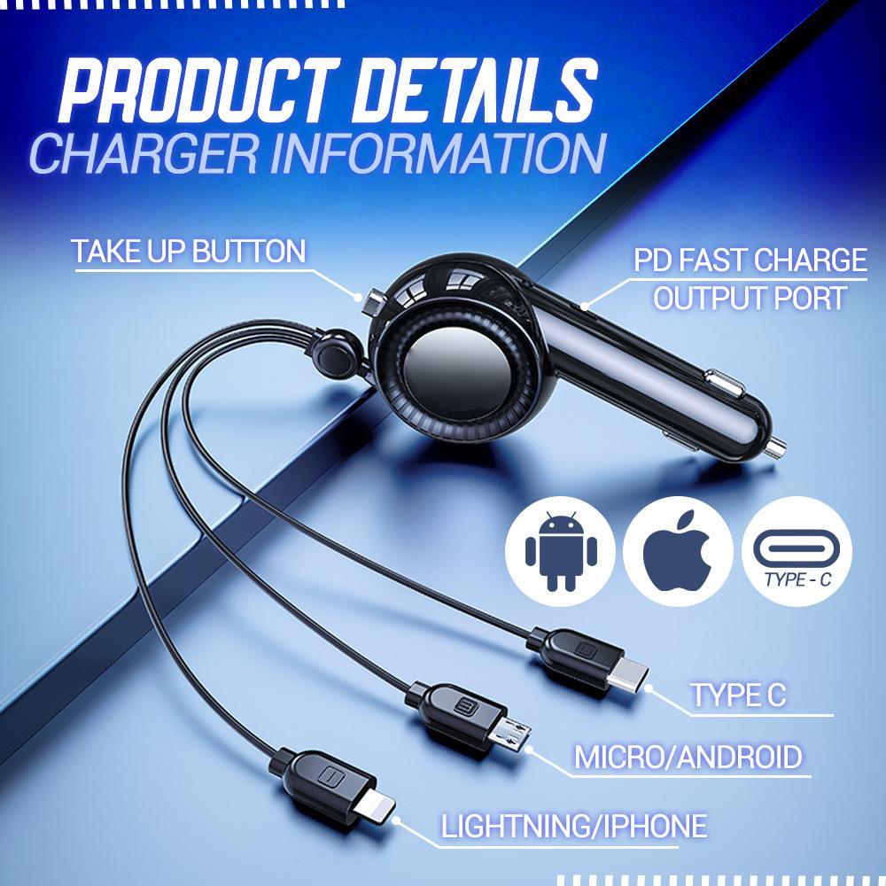 Multi Retractable Car Charger Cable