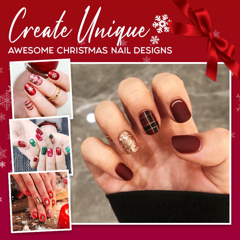 Waterproof Christmas Nail Art Decals - Set For 4