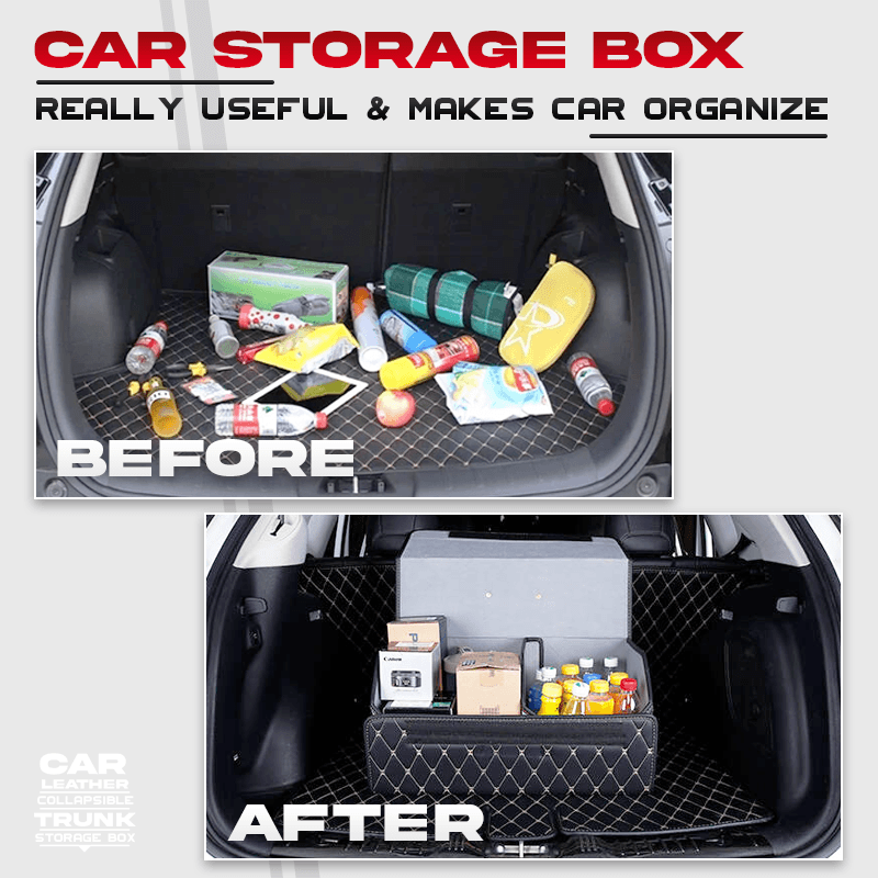Car Leather Collapsible Trunk Storage Box