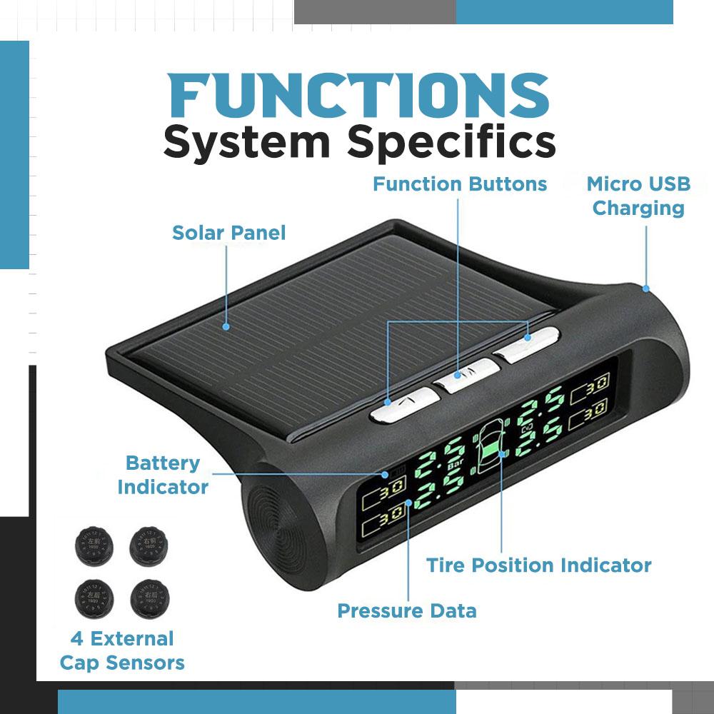 Wireless And Solar Powered Tire Pressure Monitoring System
