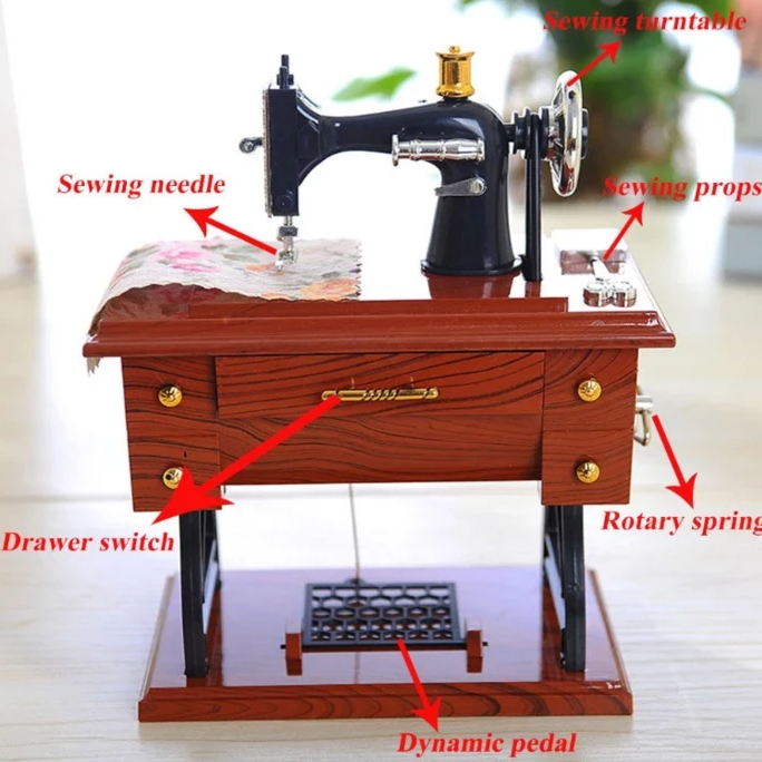 Cute Mini Sewing Machine Music Box