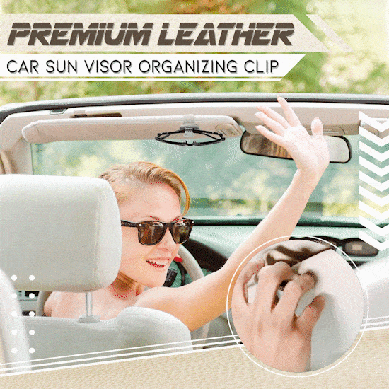 Premium Leather Car Sun Visor Organizing Clip