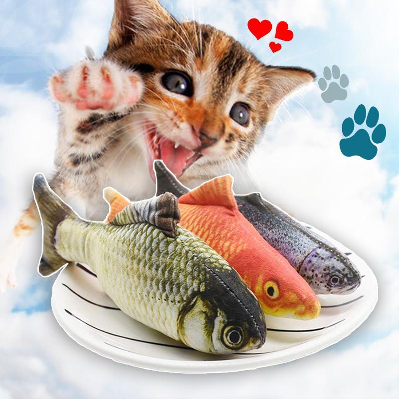 Cat Wagging Fish Realistic Plush