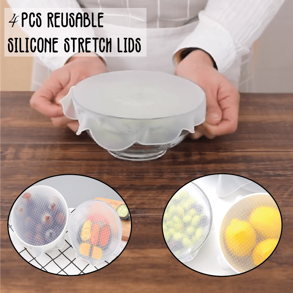 4 PCS Reusable Silicone Stretch Lids