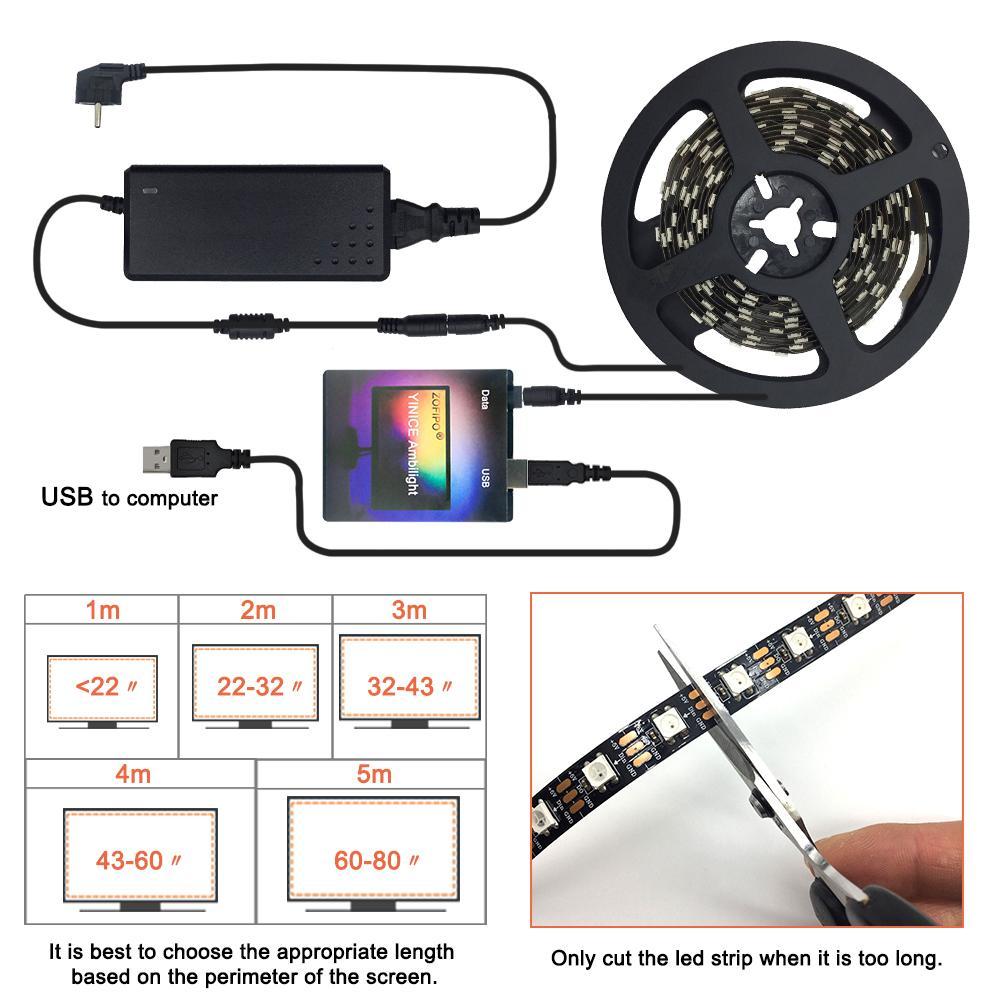 DIY Ambilight TV PC Dream Screen USB LED Strip