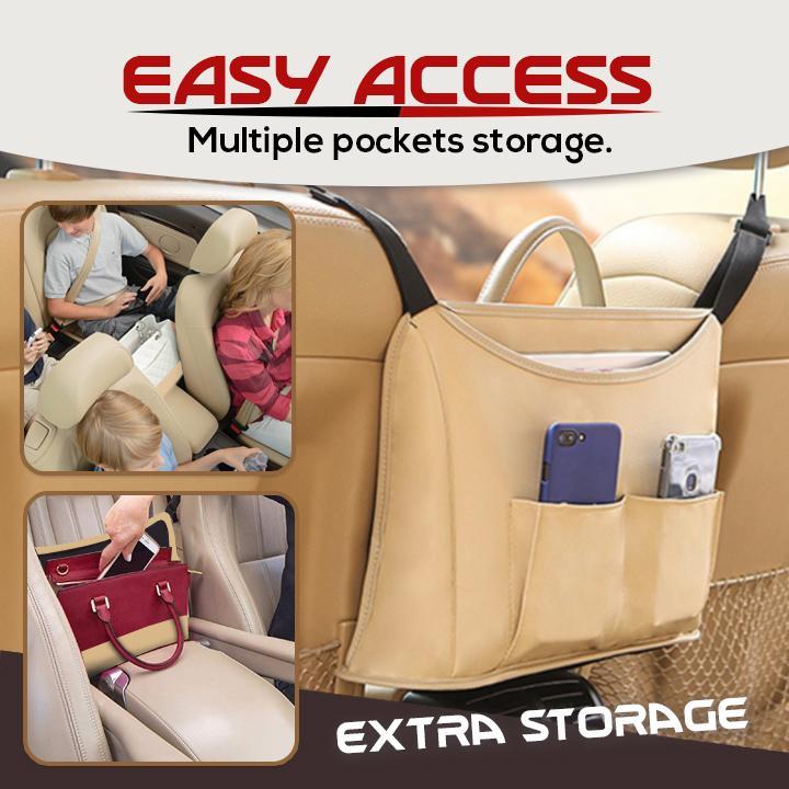 Upgraded Leather Car Net Pocket Handbag Holder