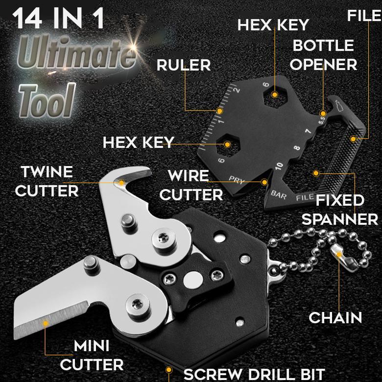 14 in 1 Multifunctional Outdoor Coin Tool