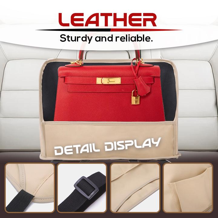 Upgraded Leather Car Net Pocket Handbag Holder