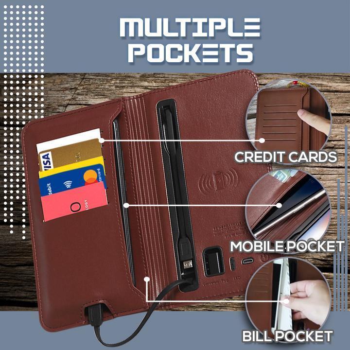Universal Leather Phone Charging Wallet