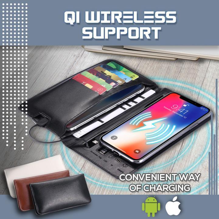 Universal Leather Phone Charging Wallet
