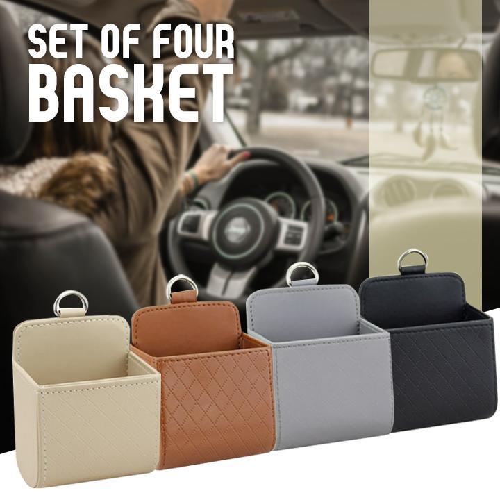 Car Leather Storage Basket-Set For 4