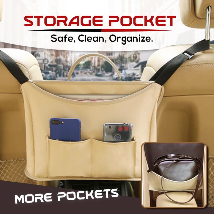 Upgraded Leather Car Net Pocket Handbag Holder