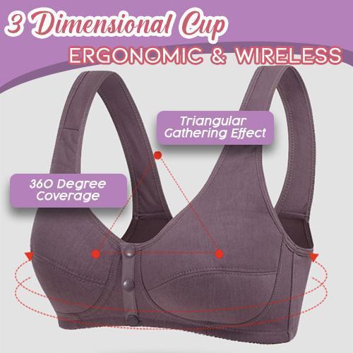 Front Button Wireless Gathering Bra